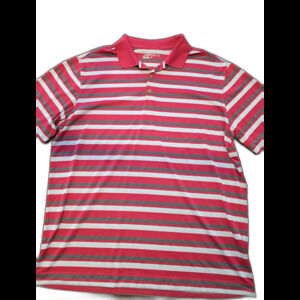 Mens Nike Golf Performance Dri Fit Hot Pink Grey Striped Polo Shirt XL Swoosh